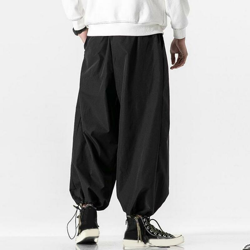 Legging tali serut pria celana Harem sejuk lembut pinggang elastis selangkangan dalam pria Bloomer pria gaya Jepang untuk Hip Hop