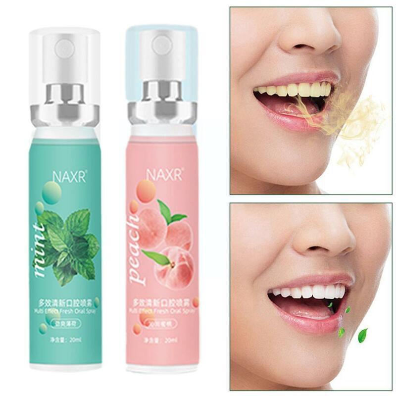 1pcs Fruity Breath Peach Mint Breath Freshener Spray Freshener Treatment Halitosis Care Spray Refreshing Liquid 20ml Mouth W6z7