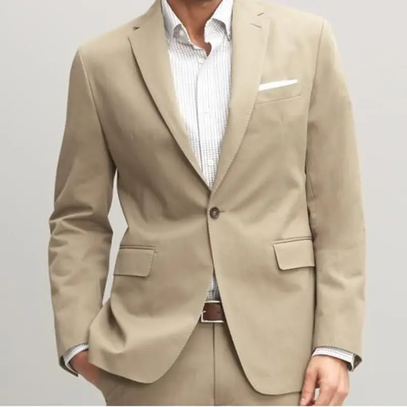 Новый дизайн 2024 года, весенний мужской костюм цвета хаки, повседневный облегающий Блейзер, мужской высококачественный индивидуальный комплект из 2 предметов, мужской костюм из куртки и брюк