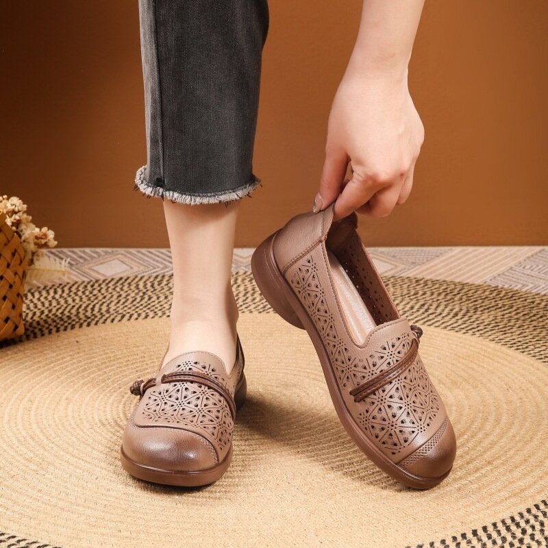 New arrivals butterfly loafer women's summer hollow-out shoes with string ladies comfortable ballet flats slip on soft moccasins