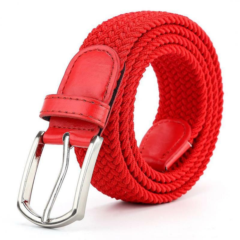 2024 110cm Long High Leather Red Black New Men Elastic Braided Belt Casual Women Canvas Korean All match Pin Buckle Popular