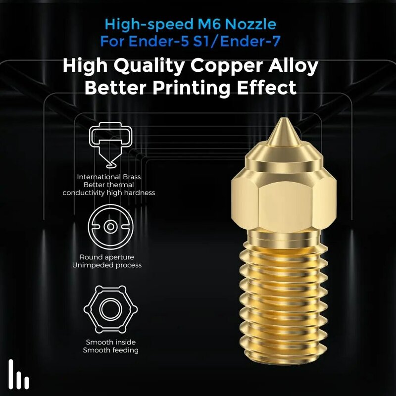 Creality Ender 3 V3 SE nozel 0.4mm 5 buah nozel kuningan kecepatan tinggi nosel ekstruder Hotend untuk pencetak Ender 5 S1/M6/Ender 7 3D