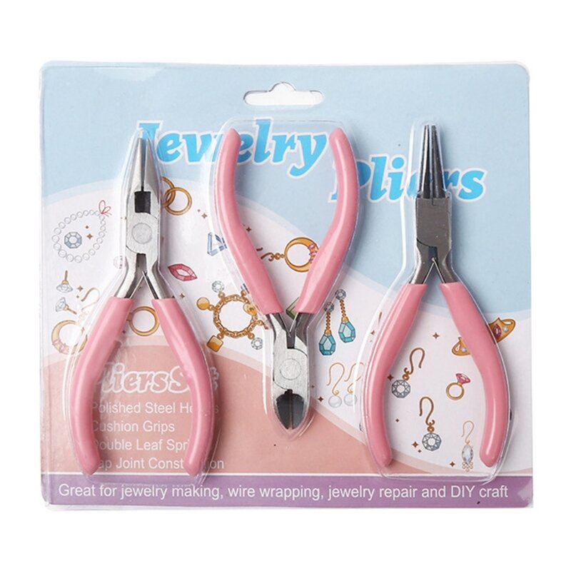 3 in 1 Jewelry Pliers Set Includes Diagonal/Round Nose Pliers/Needle-nose Pliers Mini Jewellery Tool for Jewelry DropShip