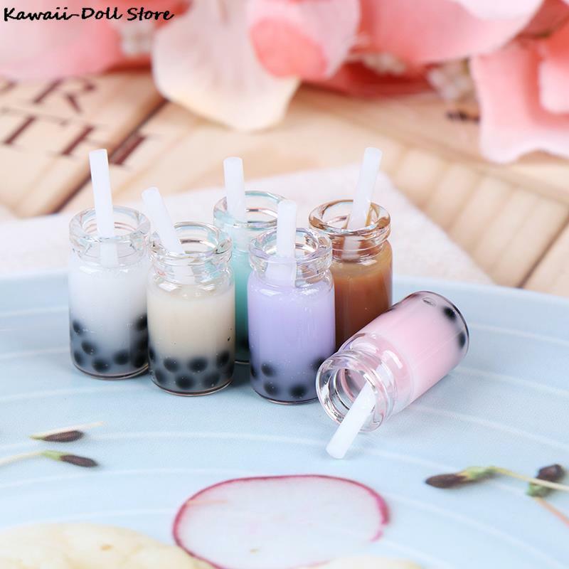 3 pçs 1:12 casa de bonecas em miniatura criativo leite xícara de chá creme bebidas garrafas modelo bonecas cozinha alimentos