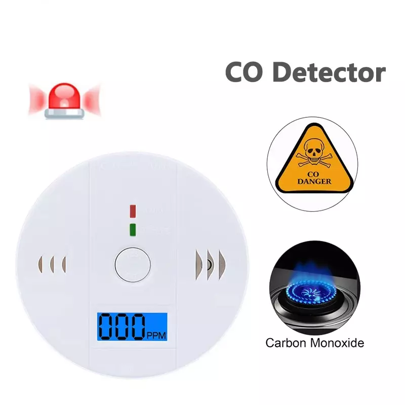 1 Buah Detektor Karbon Monoksida 85dB Sirene Suara dengan Indikator LCD Mini CO PPM Detektor Alarm Peringatan Sensor Keamanan Rumah Keselamatan