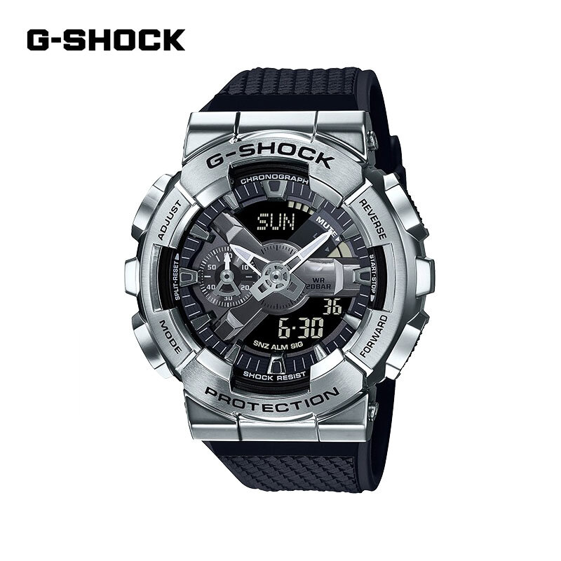 G Shock Watch for Men GM110 Quartz Clock Small Steel Gun Casual Multi-functional Outdoor Sports Shock-proof Dual Display Watch