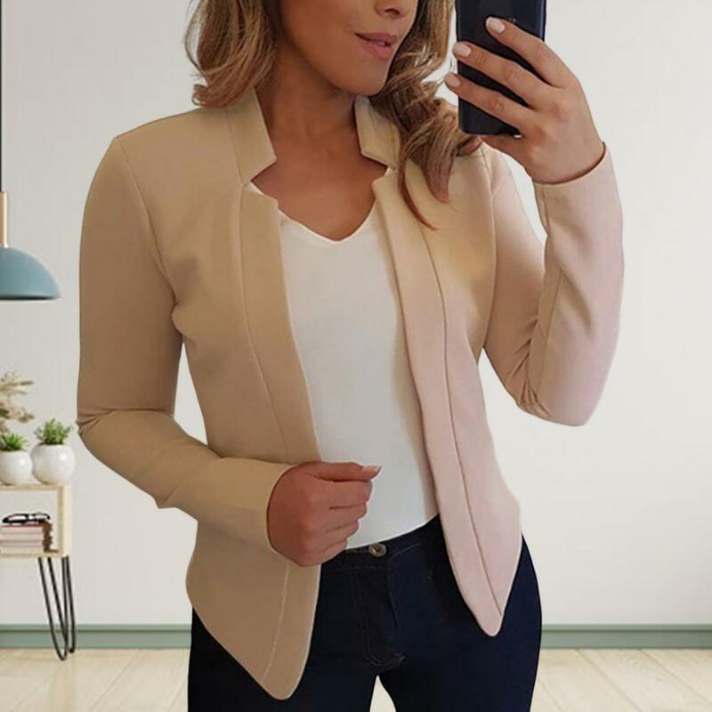 Women Blazer Trendy Stand Collar Lady Blazer Anti-wrinkle Autumn Coat  Plus Size Women Spring Coat for Work