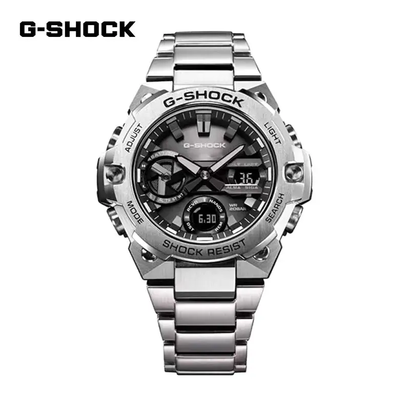 G-SHOCK jam tangan pria, jam tangan kuarsa GST-B400 Stainless Steel multifungsi olahraga luar ruangan tahan guncangan