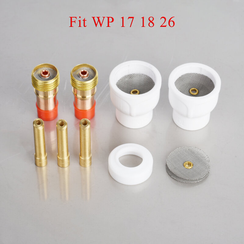 11pcs TIG Welding  #12 White Ceramic Nozzle Alumina Cup Kit Torches WP17 18 26 Stubby Collets Body Gas Lens Sets