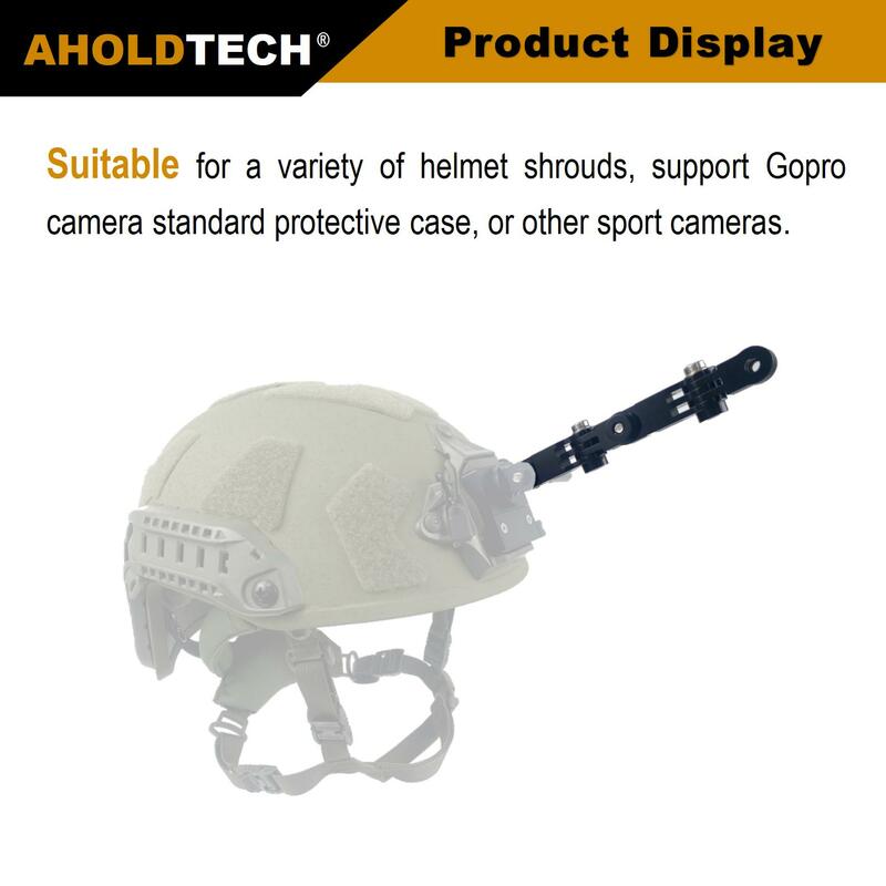 CNC Alumínio Alloy Helmet Camera, adaptador de braço de ajuste multidirecional, NVG Mount, conector Base para câmeras Gopro Hero