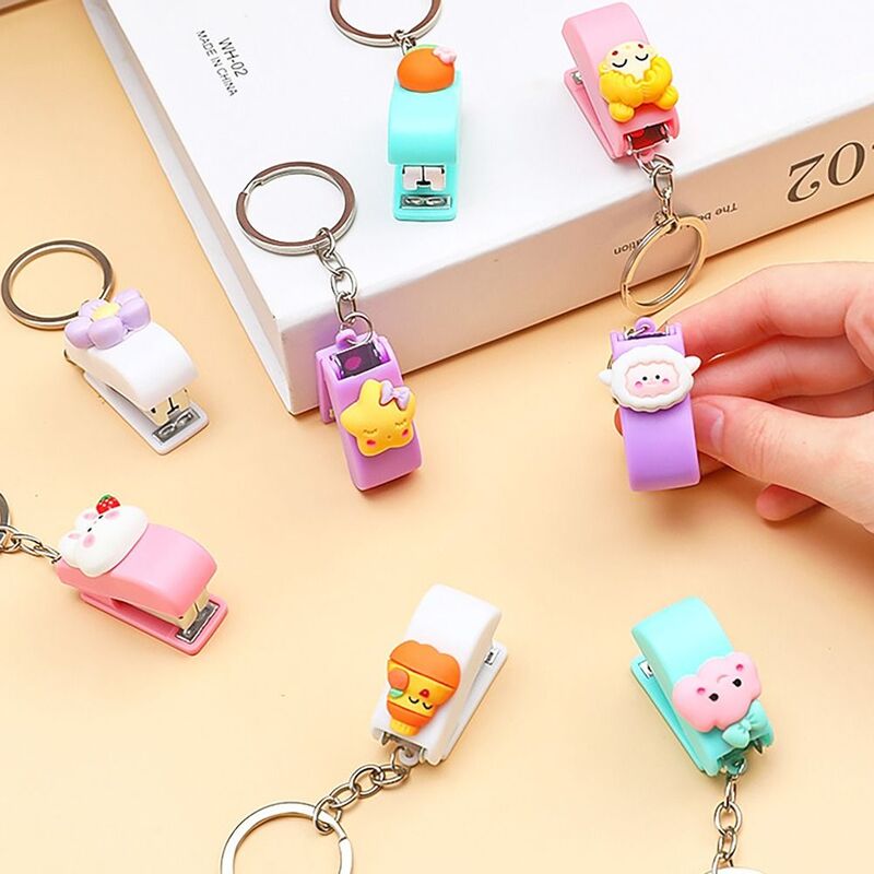 Mini 400pcs Staples/Box Stapler Creative Portable Book Binding Machines Keychains School Supplies Office Accessories Stationery