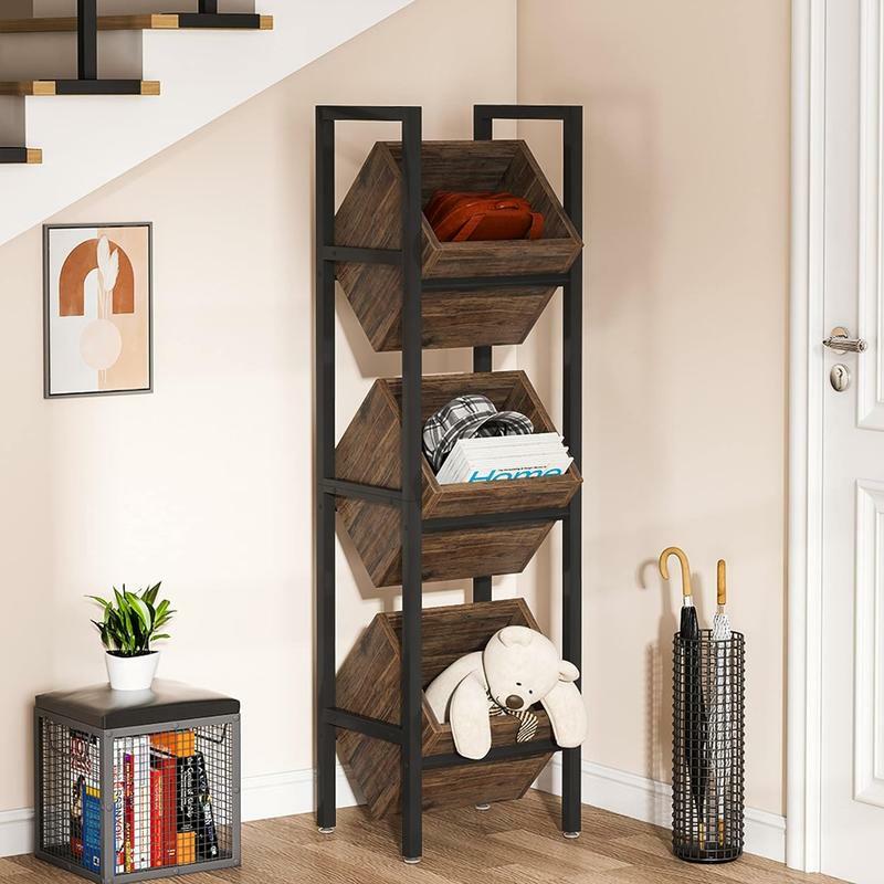 Tribesigns-Estantería de madera de 3 niveles con cestas para cocina, baño y sala de estar