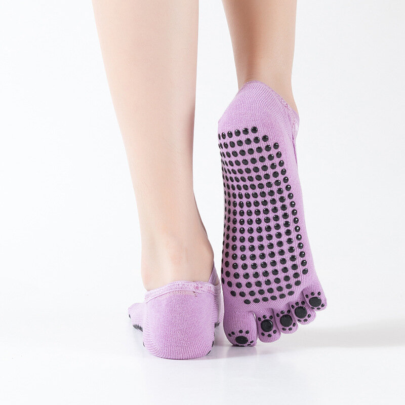 Chaussettes de Yoga antidérapantes pour femmes, chaussons de sport à cinq orteils, Pilates, talon de danse, de Compression