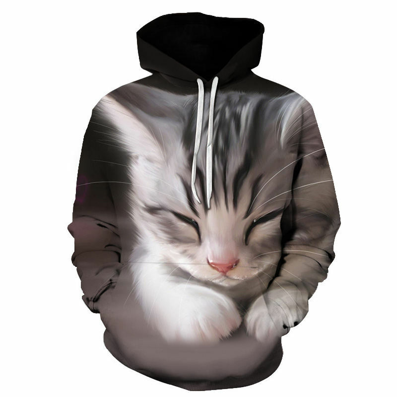 Neue heiß verkaufte Cartoon Tier Männer und Frauen niedliche Katze 3d Hoodie Pullover drucken Straße Sweatshirt leichte Kleidung
