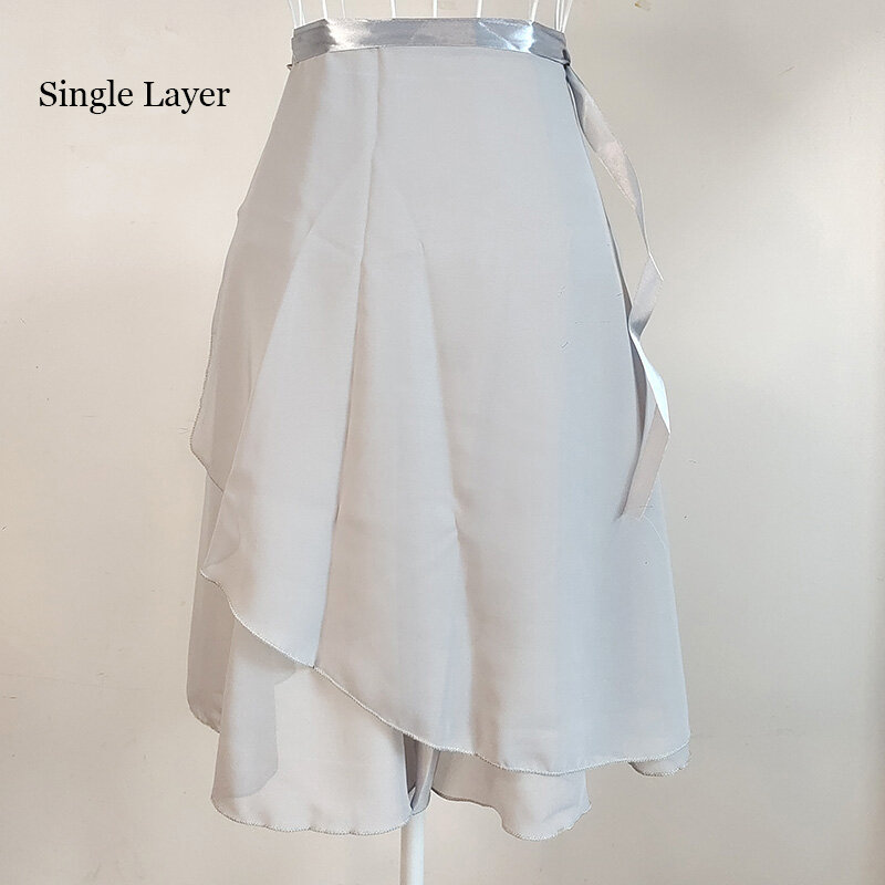 USHINE-Falda larga de Ballet para mujer, vestido de gasa lírica, 2 capas, dos capas, envoltura de baile de doble Color