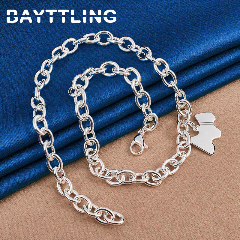 Fashion 18 Inches 925 Sterling Silver Smooth Dog Pendant Necklace For Men Women Party Wedding Temperament Jewelry Accessories