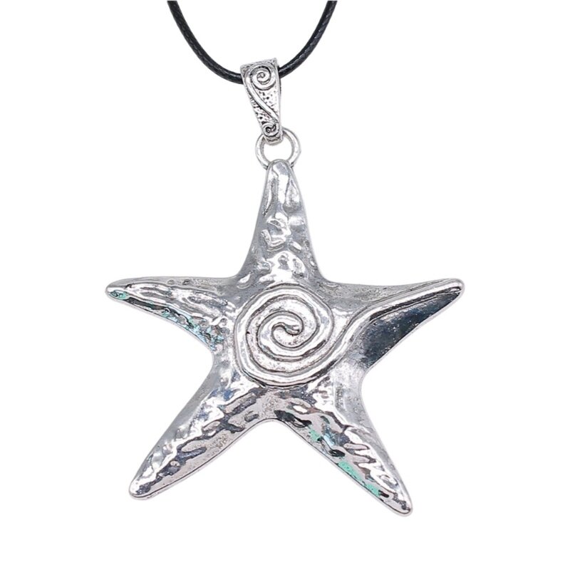 Metall-Halskette mit übertriebener Persönlichkeit, großem Pentagramm-Stern-Anhänger für Damen