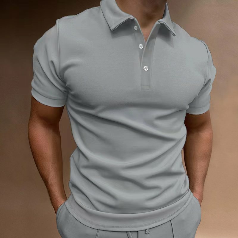 NEUE männer Einfarbig Polo Shirt Kurzarm Drehen-unten Kragen taste Polo Hemd & für Männer Casual streetwear 2023 Sommer Männlichen Tops