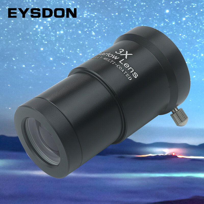 EYSDON 1.25in 3X Barlow Lens Fully Multi-Coated Optics Glass Metal Body Astronomical Telescope Accessories #90437