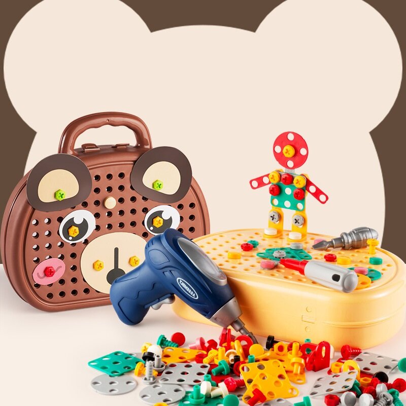 Perceuse à vis et écrou, puzzle, jouets de simulation, jeu de voiture, outil d'assemblage d'animaux 3D, cadeau éducatif pour enfants