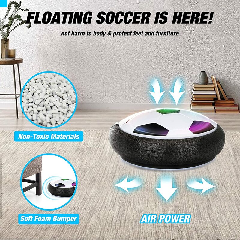 Balón de fútbol flotante eléctrico para niños, juguete de fútbol flotante, LED intermitente, juegos deportivos para interiores y exteriores