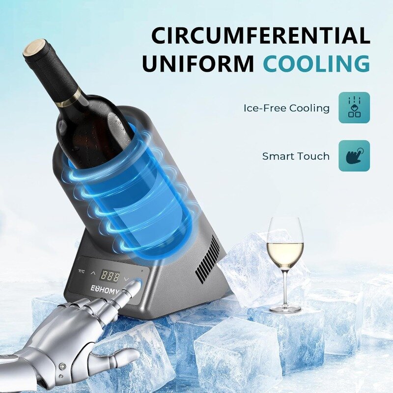 Wine Chiller Electric, Portable Wine Bottle Chiller for 750ml Wine & Champagne, Keep Cold Up to 24 Hours