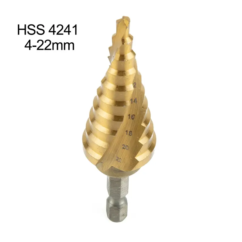 Foret central cannelé en spirale HSS, mini accessoires de perceuse en carbure, foret conique étagé pour outils électriques, 4-22mm