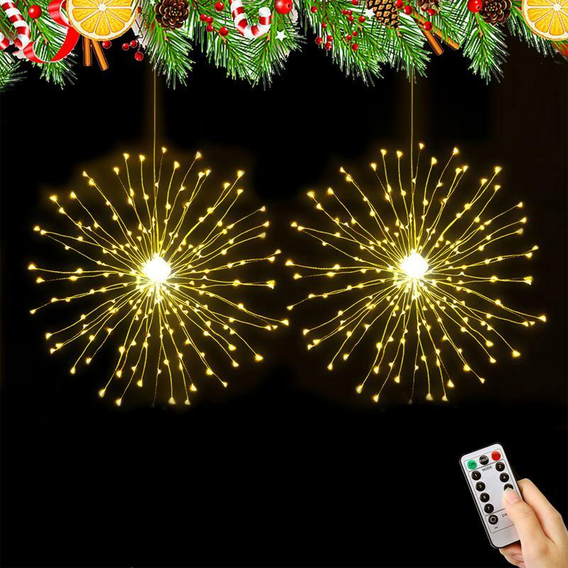 LED Fireworks Lights With Remote Control Waterproof Outdoor Flash String Fairy Lights For Garden Landscape Lawn Decor