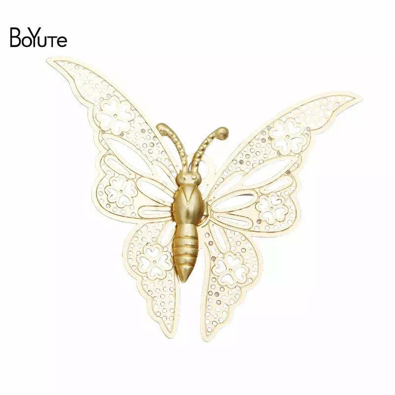 BoYuTe-Fournisseur de matériaux de bijoux, pendentif papillon en laiton métallique, accessoires de bricolage, Filig123, 35*32mm, 20 pièces par lot