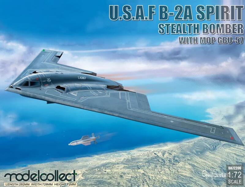 Sammeln Modell ua72206 1/72 Maßstab usaf B-2A Geist Stealth Bomber w/Mop GBU-57 Modell Kit
