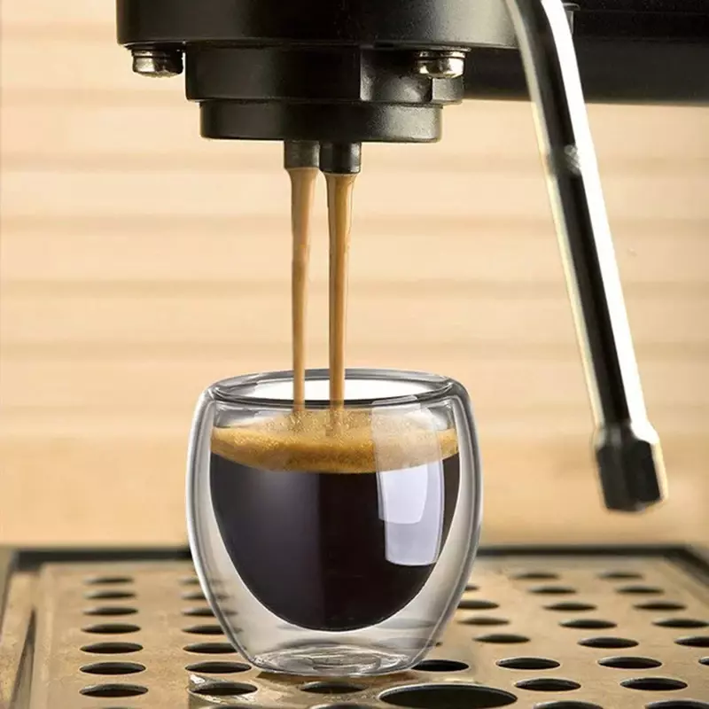 Tazza di vetro a doppia parete da 80ML isolamento termico tazze da tè fatte a mano trasparenti MINI tazza da Whisky tazza da caffè Espresso