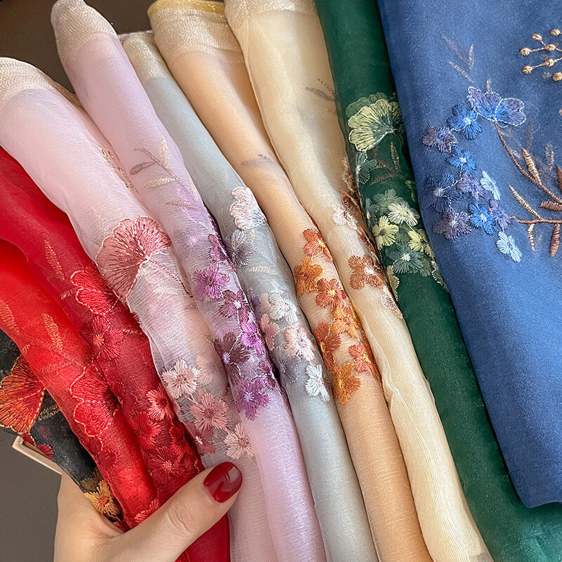 Solid Silk Women Scarf Winter Warm Wool Shawls Lady Wraps Bufanda Floral Pashmina Luxury Embroidery Warn Scarves 2023 New