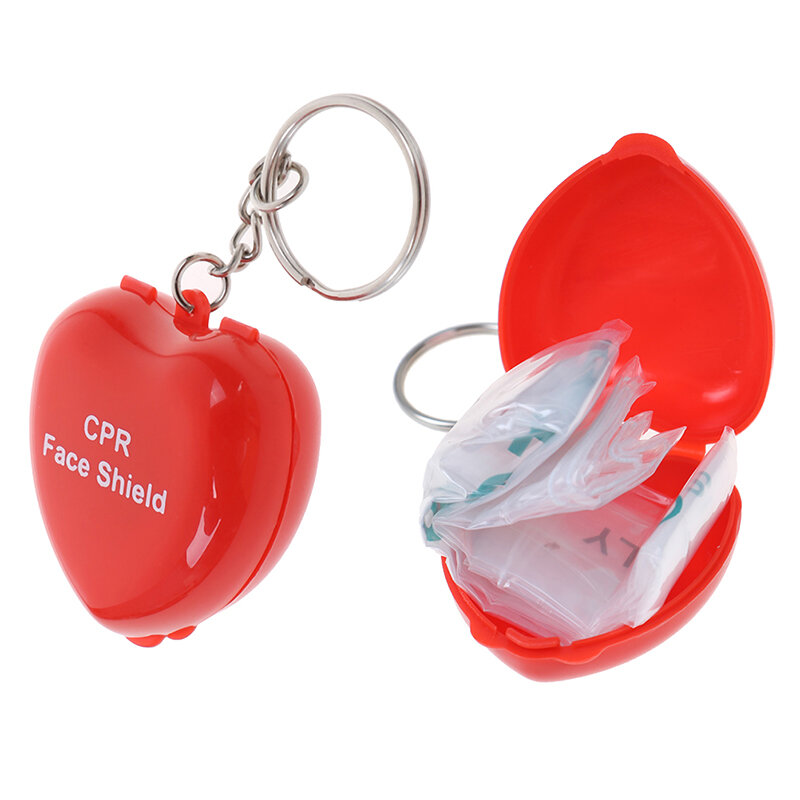 กล่องหัวใจช่วยเหลือ CPR เครื่องมือฉุกเฉินหน้ากากปิดหน้าพวงกุญแจปากหน้ากากป้องกัน CPR ขนาดเล็ก