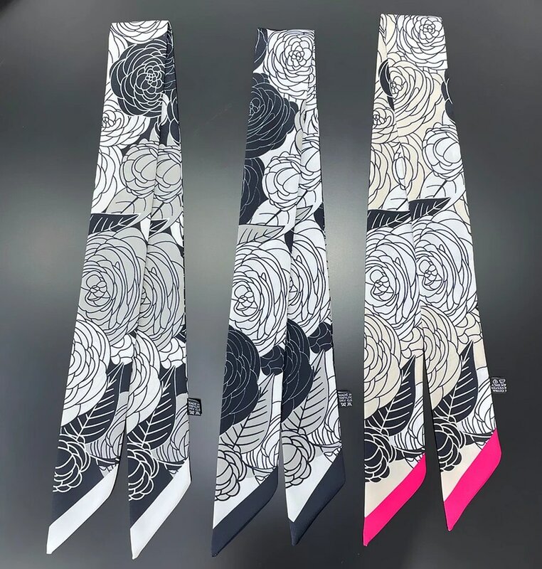 Marke Schal Design Rose Tasche Seide Schals Frauen Mode Halstuch Schal für Damen Haarschmuck Foulard Stirnbänder