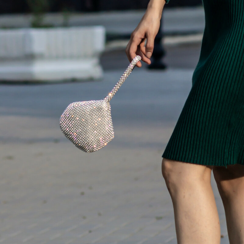 Fggブティック-女性用ミニイブニングバッグ,光沢のあるシルバーレディースバッグ,ダイヤモンドスタイル,ブライダルバッグ,結婚披露宴,財布