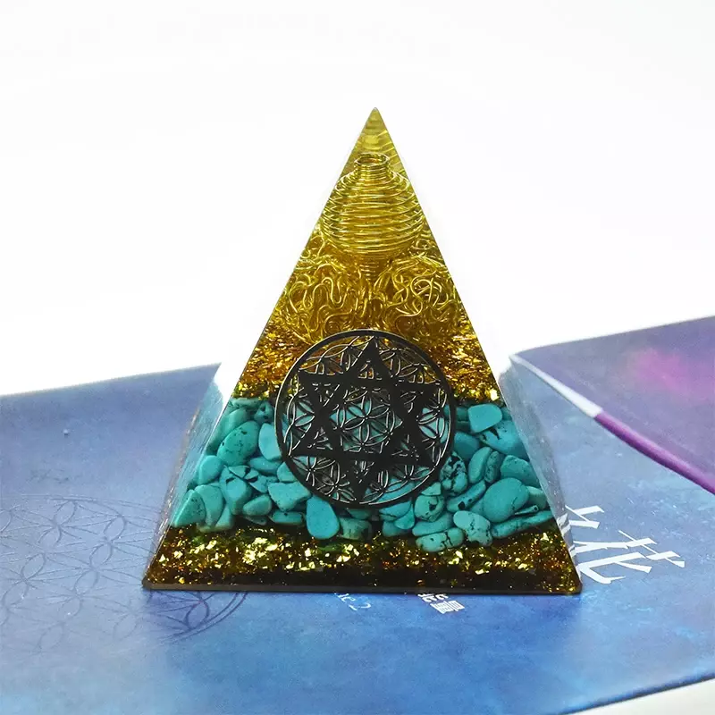 2023 ozdoby kryształowe orgonit turkusowa biżuteria 7cm Orgone piramida biżuteria Sandalphon anioł oczyszczanie życia inteligentna biżuteria