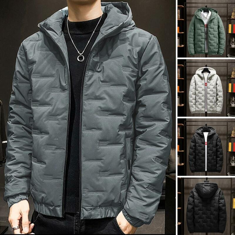 Men Down Jacket with Full Zipper Closure Hooded Men Down Jacket Men's Thick Winter Down Jacket with Hooded for Casual for Cold