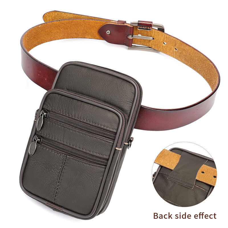 ファッショナブルな小さな本革の携帯電話バッグ,男性用の黒いバッグ,ベルトとショルダーストラップ,3013