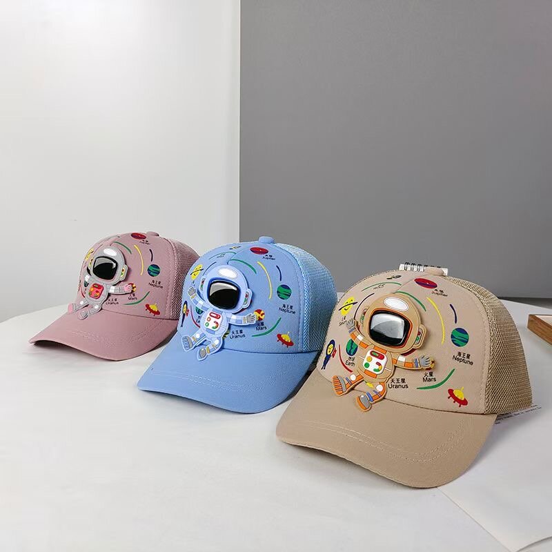 Adjustable Children's Sun Hat Cartoon Astronaut Cotton Baseball Hat Summer Boys Girls Hip-Hop Snapback Hat For Kids 2023 Spring