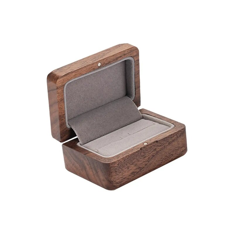 Caja de anillo de madera, soporte de anillo para aniversario, regalo de cumpleaños, compromiso