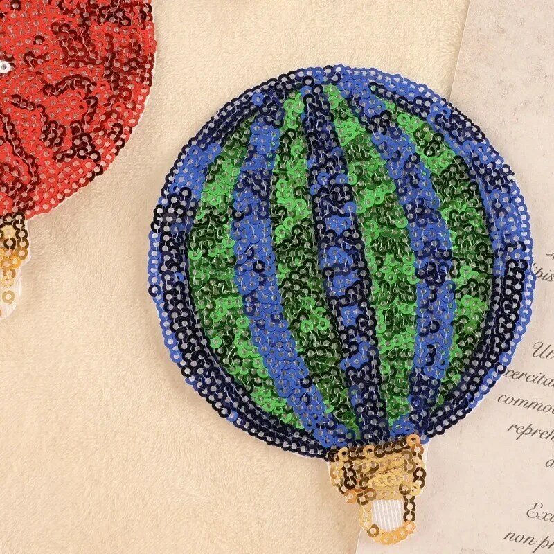 Hot Air Balloon Sequin Patch Cloth Stickers Charms Badges DIY Accessories Fusible Iron on Patches for Hat Bag Clothing Kids Gift