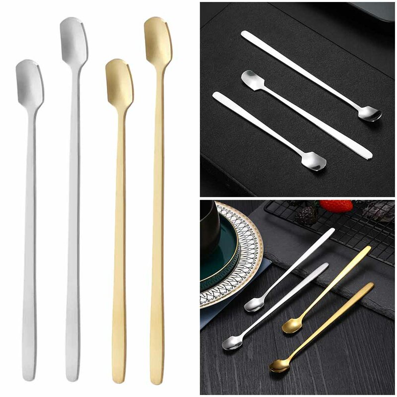 15/17cm Coffee Tea Stir Spoon Long Handle Ice Cream Dessert Spoons Eco-Friendly Stainless Steel Tableware Kitchen Supplies