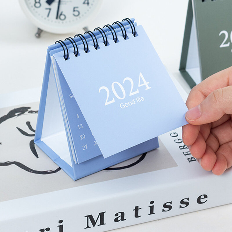 Mini Calendario de escritorio Kawaii, decoración creativa de escritorio, planificador diario, Agenda anual, regalos de oficina, 2024, 1 unidad