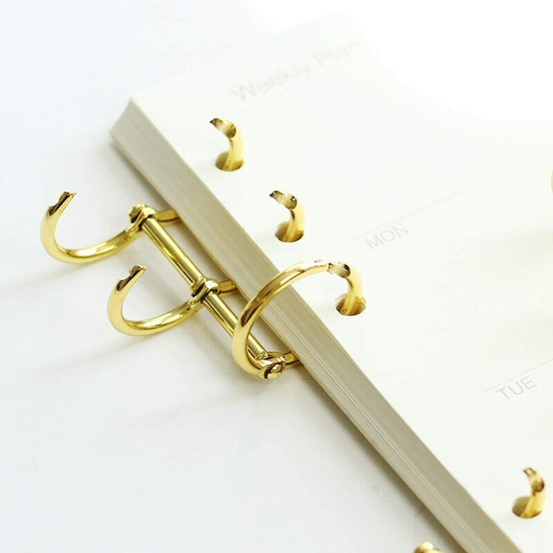 12 Pcs 3 Ring Book Rings Leaf Binders Office Book Rings Snap Split Hinged 20mm Inner Diameter Book Ring Gold
