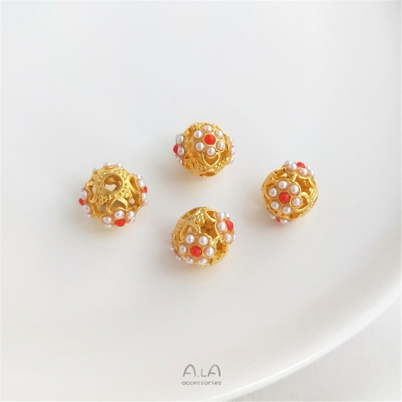 Shajin mocny kolor inkrustowane perły DIY wykonane ręcznie wyszywane koralikami akcesoria koraliki transferowe piłka wiszące ozdoby wiszące ozdoby