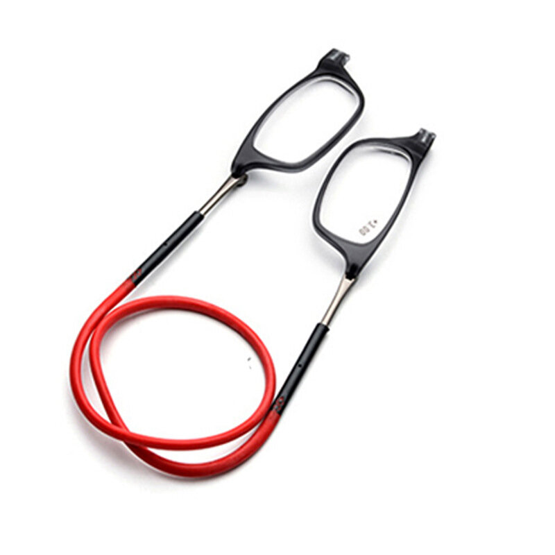 Kacamata presbiopi gantung leher lipat portabel mode Resin definisi tinggi Magnet ajaib kacamata presbiopi kacamata baca