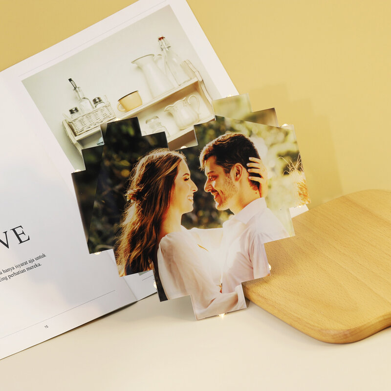 1pc fotos personalizadas acrílico quadro foto artesanato presente arte decoração personalizado presente para o casal