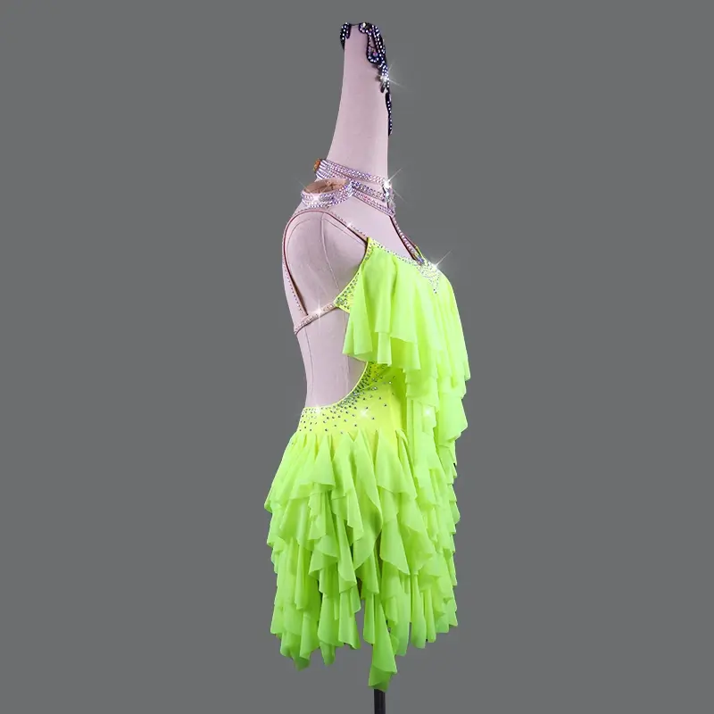 Summer Fringe Latin Dancing Dresses For Ladies Clothes Sparkly Rhinestones Fashion Sexy Women Ballroom Competitive Costumes