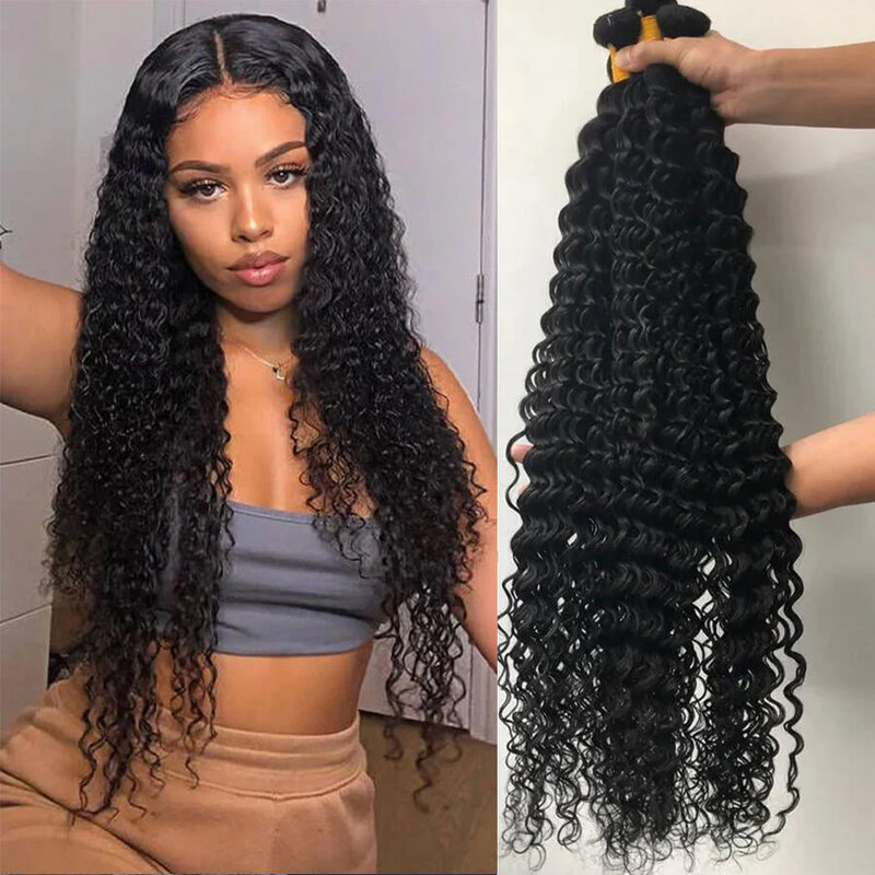 Peruvian Deep Wave Bundles 100% Human Hair Weave Loose Deep Wave Kinky Curly Bundles Deal Raw Virgin Human Hair Extensions 12A