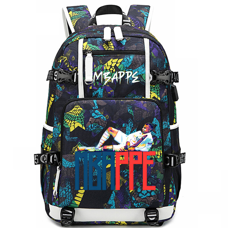 Mbappe mochilas escolares con estampado de avatar para niños, mochilas juveniles, bolsas de viaje informales para exteriores